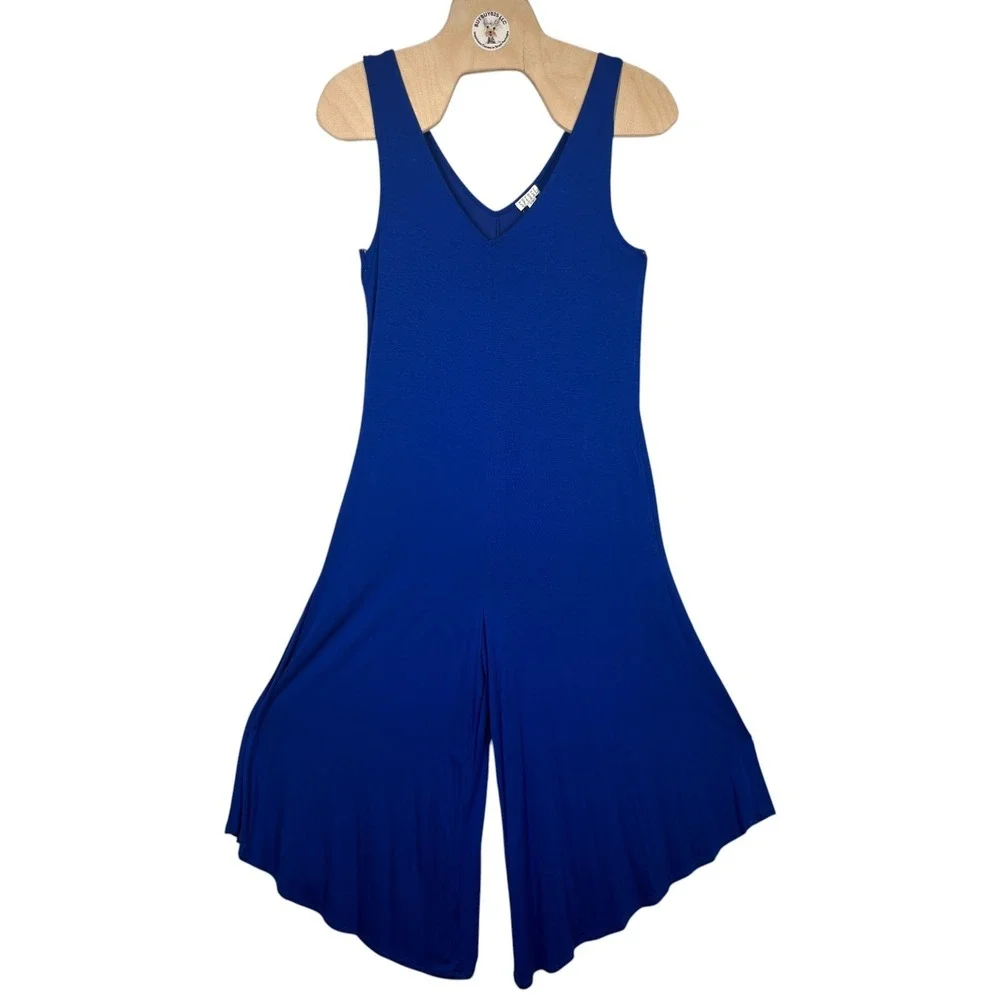 Spense Blue Wide Leg Jumpsuit Womens Small Sleeveless Stretch Knit NWT‎